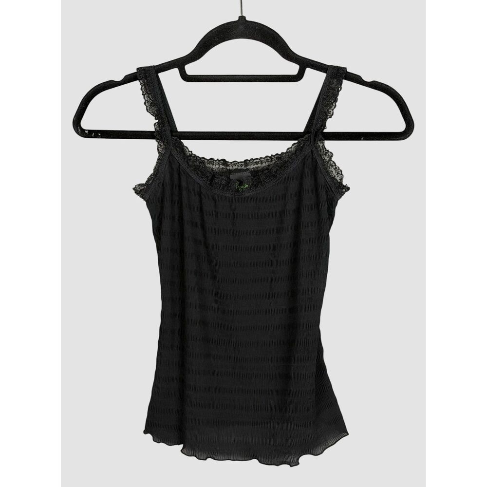 Acacia Black Lace Camisole Sheer Stretchy Knit Tank Top Size XS